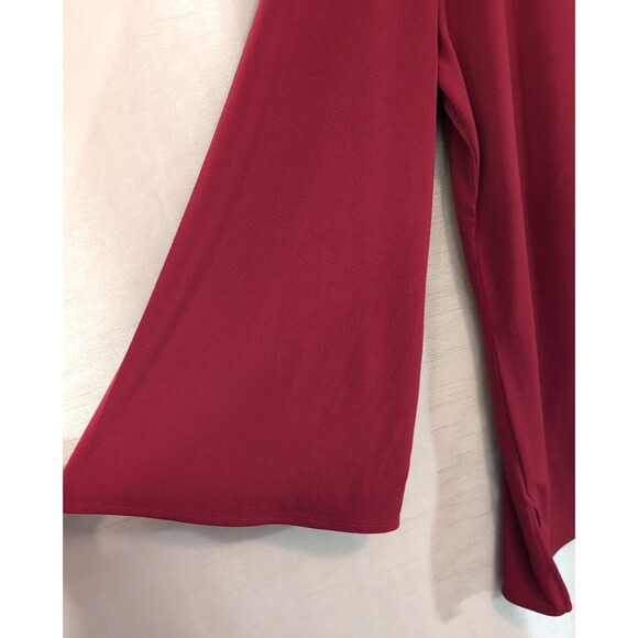 Lauren Ralph Lauren Blouse Women's Size XL Red Flowy Flare Long Sleeve Elegant - Picture 12 of 16